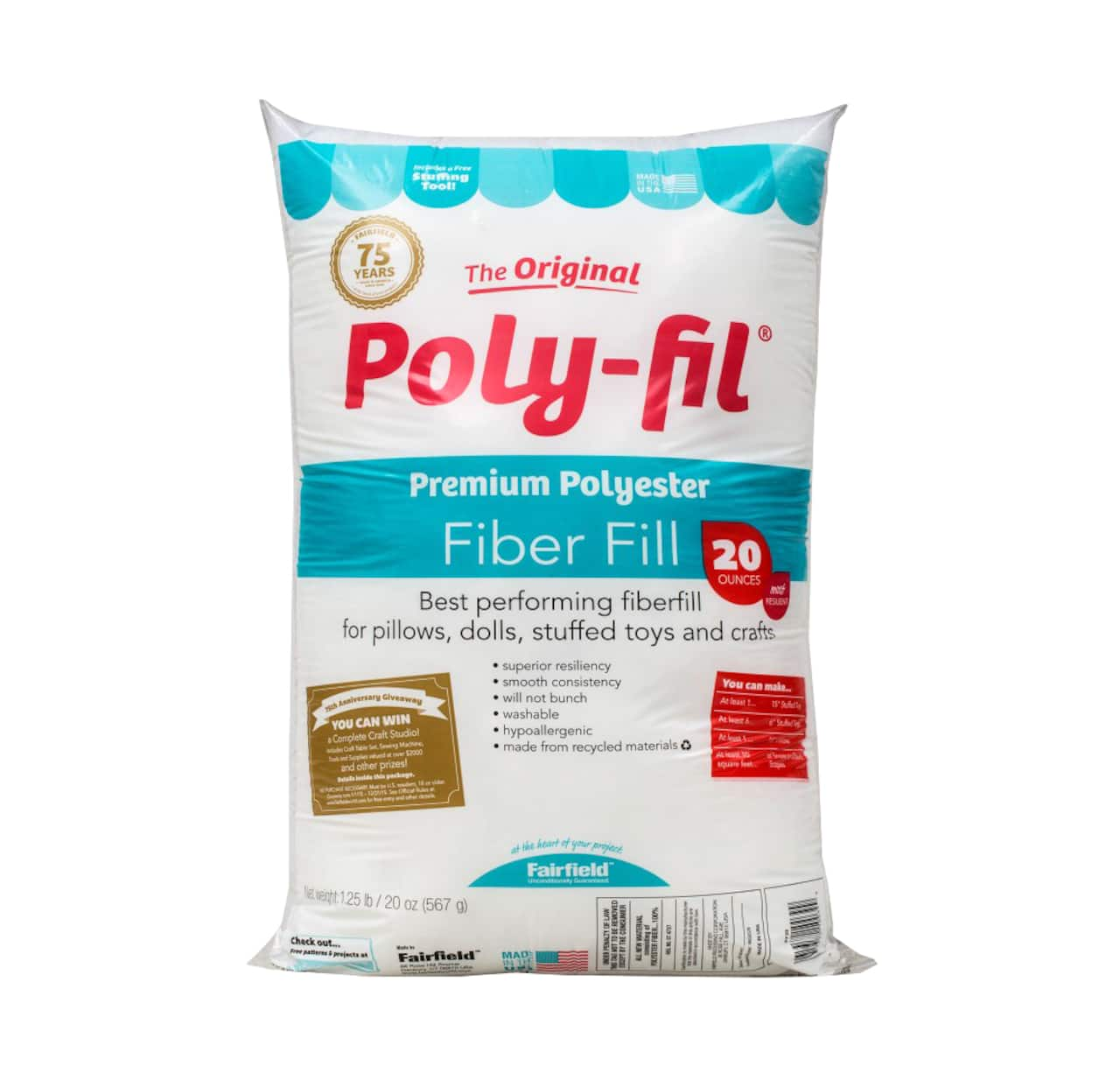 Poly-Fil Premium 100% Polyester Fiberfill - 20 lb. Box